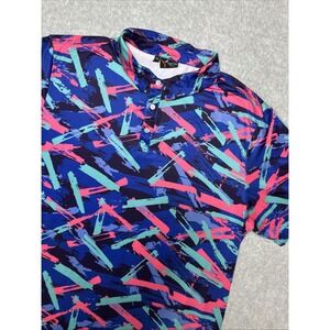 Yatta Golf Polo Shirt Neon Geometric Performance Stretch Men's 2XL